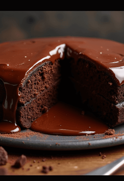 chocolate peanut butter cake with fudge layer
