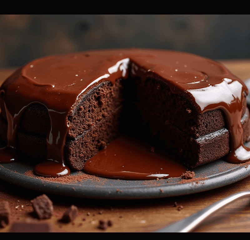 chocolate peanut butter cake with fudge layer