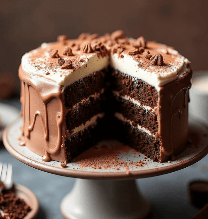 Chocolate Cake with Vanilla Frosting: Best Way to Decorate in 10 Minutes