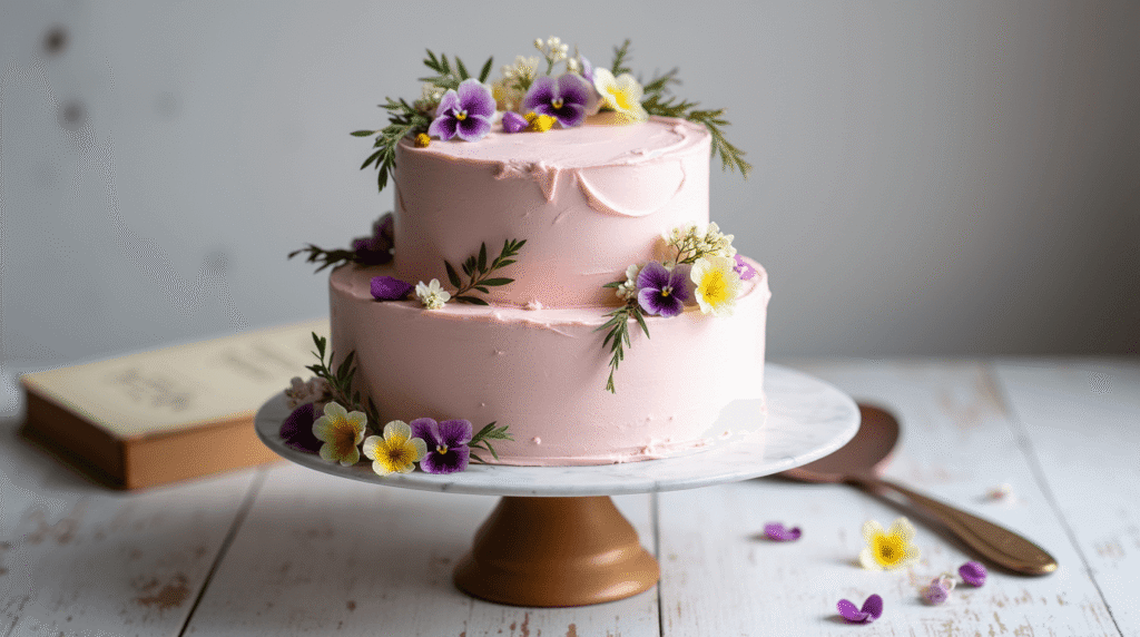 Learn to create this stunning edible flower cake in just 5 steps!