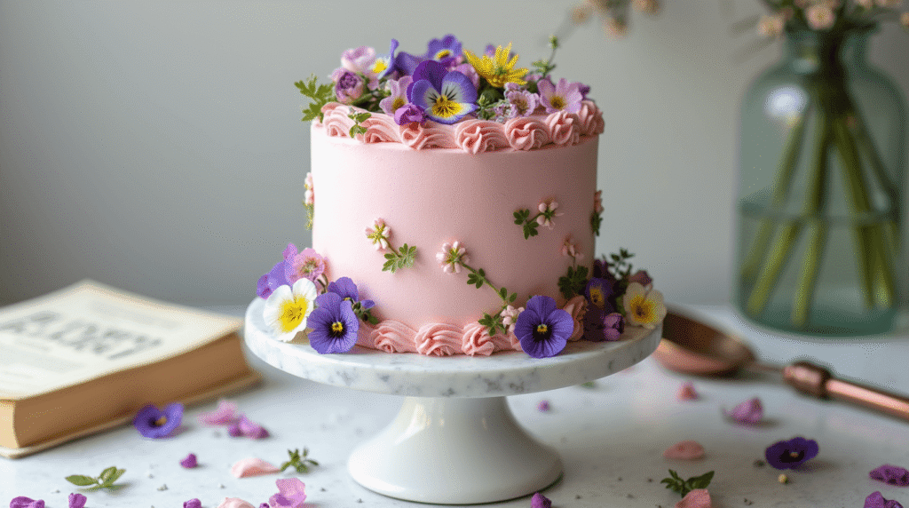 Learn to create this stunning edible flower cake in just 5 steps!